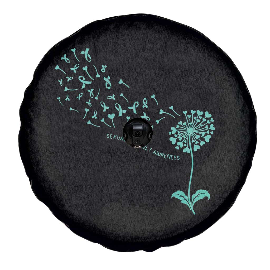 Sexual Assault Awareness Spare Tire Cover Teal Dandelion Ribbons TS14 Print Your Wear