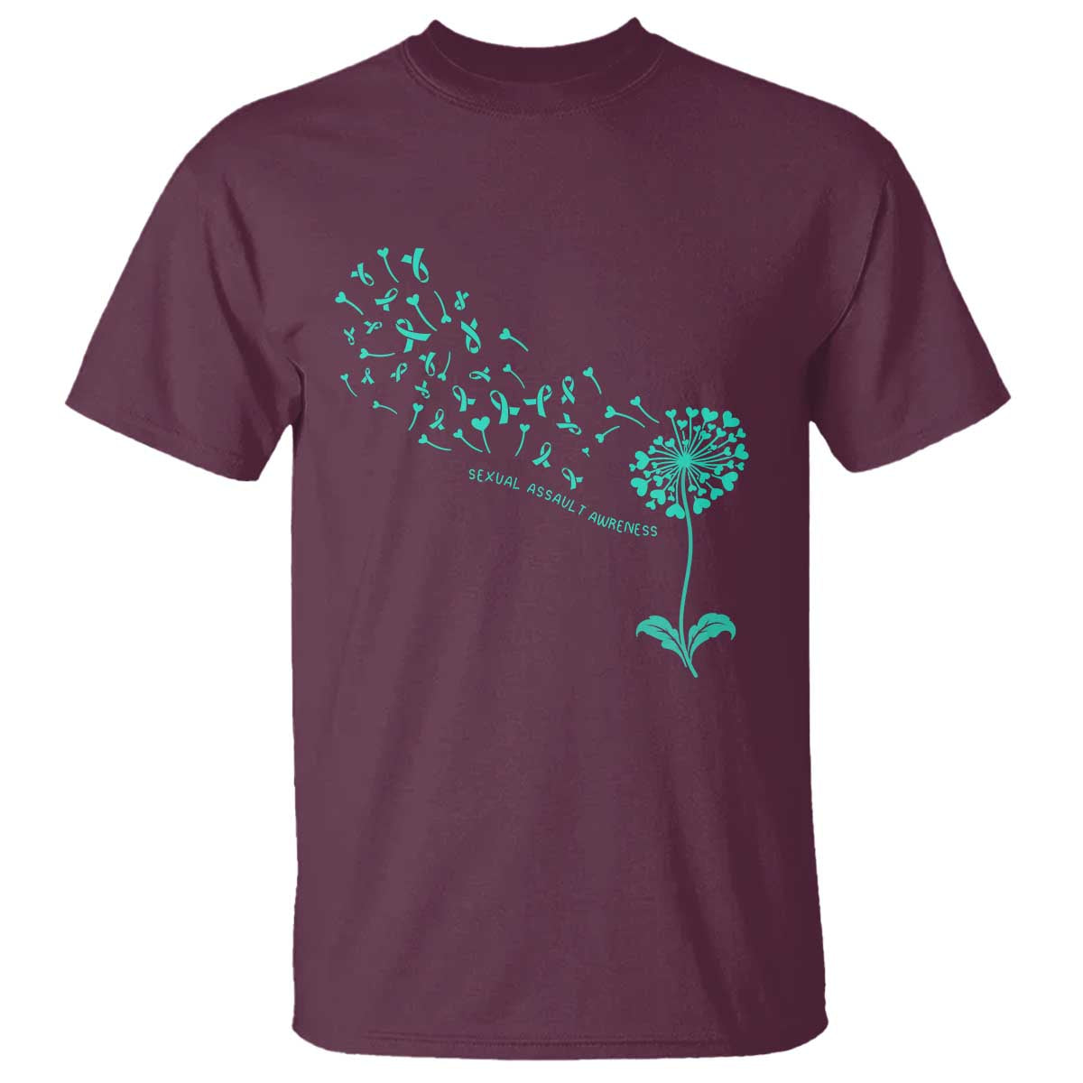 Sexual Assault Awareness T Shirt Teal Dandelion Ribbons TS14 Maroon Print Your Wear