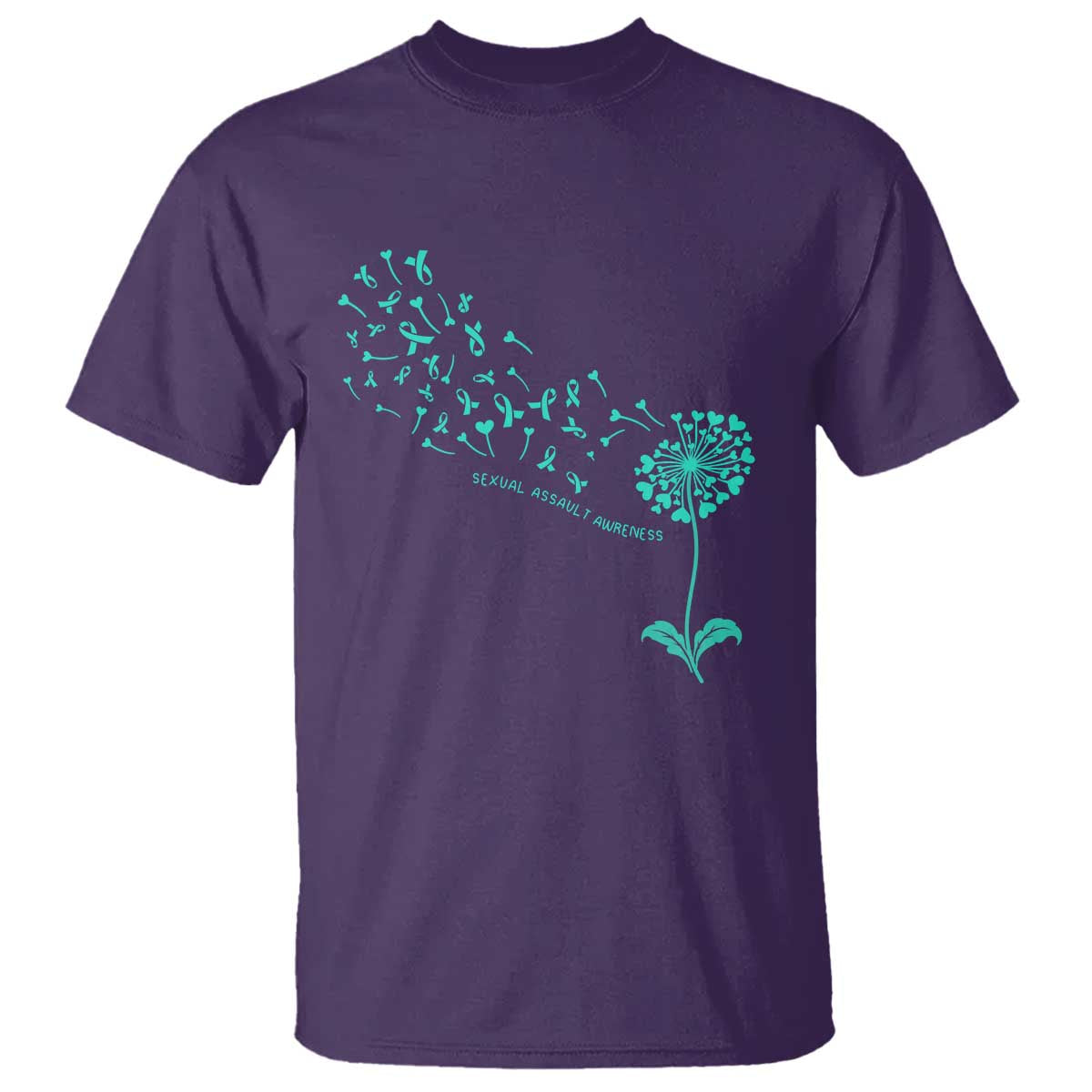Sexual Assault Awareness T Shirt Teal Dandelion Ribbons TS14 Purple Print Your Wear
