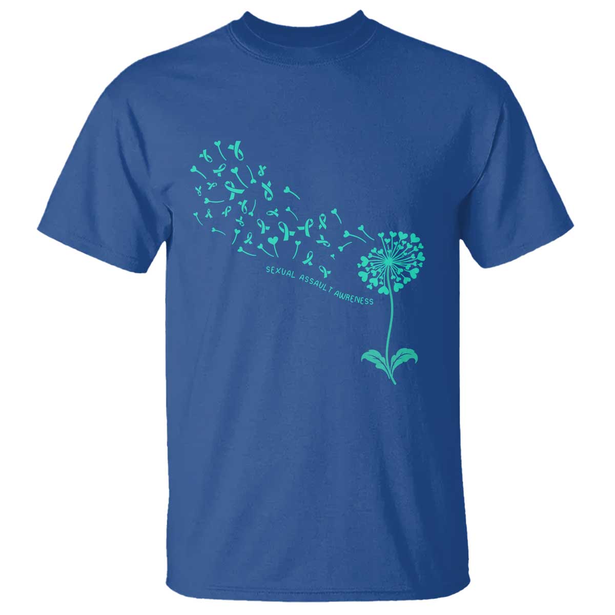 Sexual Assault Awareness T Shirt Teal Dandelion Ribbons TS14 Royal Blue Print Your Wear