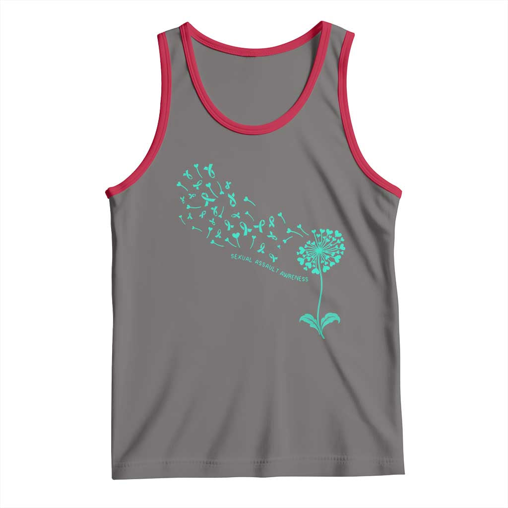 Sexual Assault Awareness Tank Top Teal Dandelion Ribbons TS14 Deep Heather Red Print Your Wear