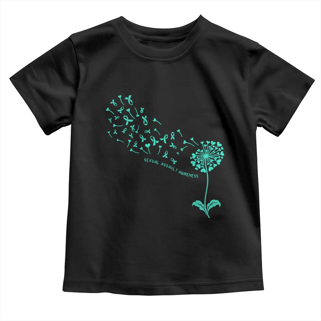 Sexual Assault Awareness Toddler T Shirt Teal Dandelion Ribbons TS14 Black Print Your Wear