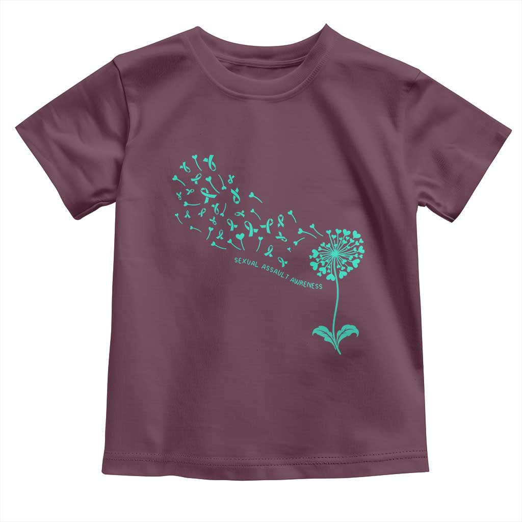 Sexual Assault Awareness Toddler T Shirt Teal Dandelion Ribbons TS14 Maroon Print Your Wear