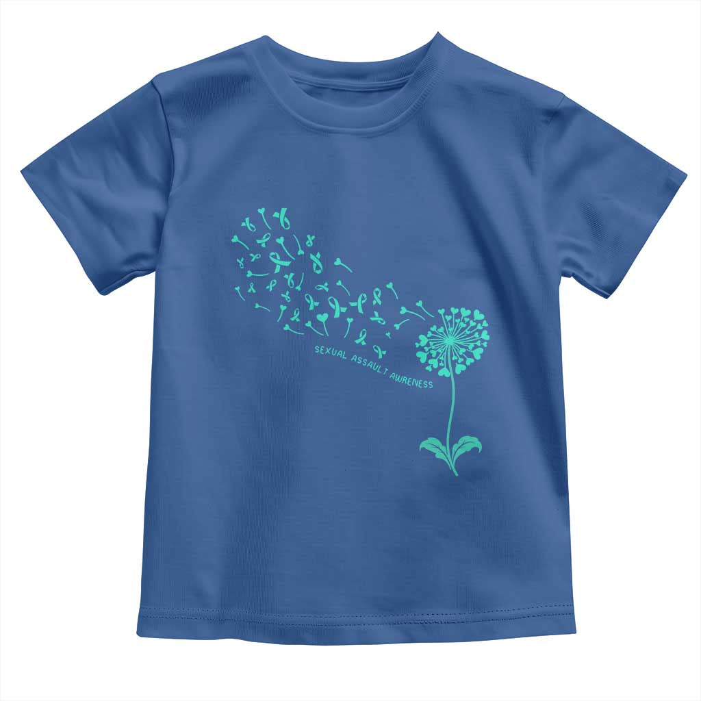 Sexual Assault Awareness Toddler T Shirt Teal Dandelion Ribbons TS14 Royal Blue Print Your Wear