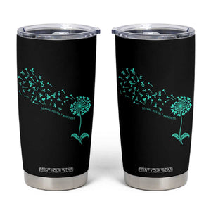 Sexual Assault Awareness Tumbler Cup Teal Dandelion Ribbons TS14 Black Print Your Wear