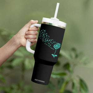 Sexual Assault Awareness Tumbler With Handle Teal Dandelion Ribbons TS14 Print Your Wear