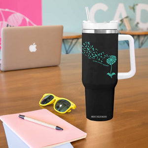 Sexual Assault Awareness Tumbler With Handle Teal Dandelion Ribbons TS14 Print Your Wear
