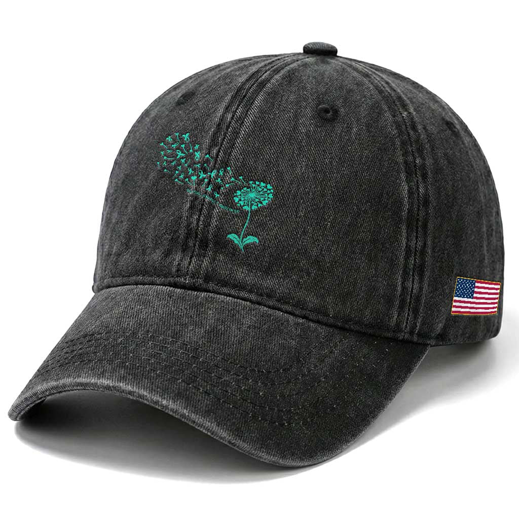 Sexual Assault Awareness Washed Cotton Baseball Cap Teal Dandelion Ribbons TS14 Print Your Wear