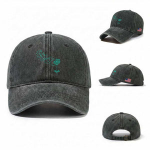 Sexual Assault Awareness Washed Cotton Baseball Cap Teal Dandelion Ribbons TS14 Washed Cap Universal Fit Dark Green Print Your Wear