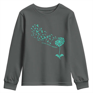 Sexual Assault Awareness Youth Sweatshirt Teal Dandelion Ribbons TS14 Dark Heather Print Your Wear