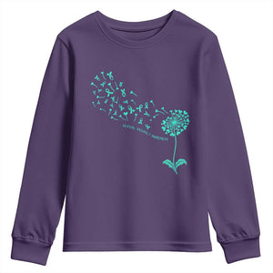 Sexual Assault Awareness Youth Sweatshirt Teal Dandelion Ribbons TS14 Purple Print Your Wear