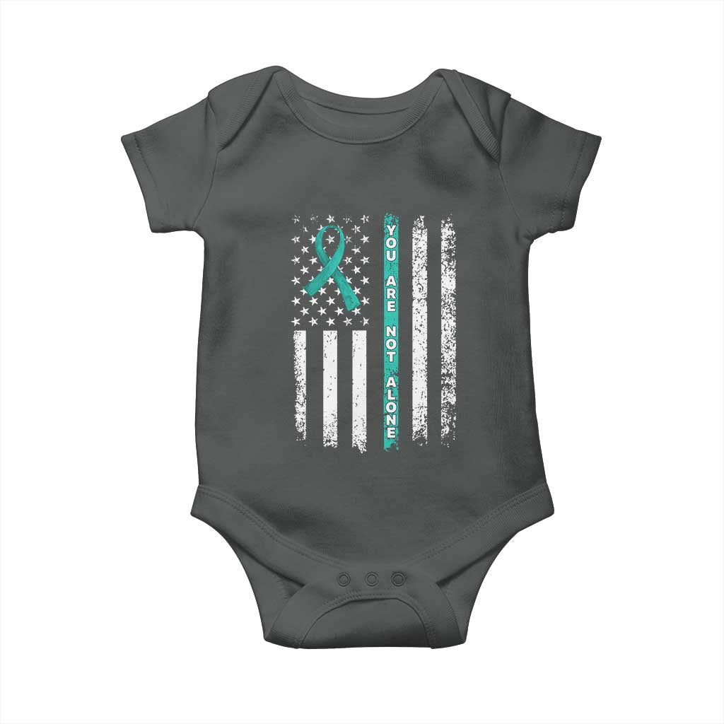 Sexual Assault Awareness Baby Onesie You Are Not Alone Ribbon Flag TS14 Dark Heather Print Your Wear