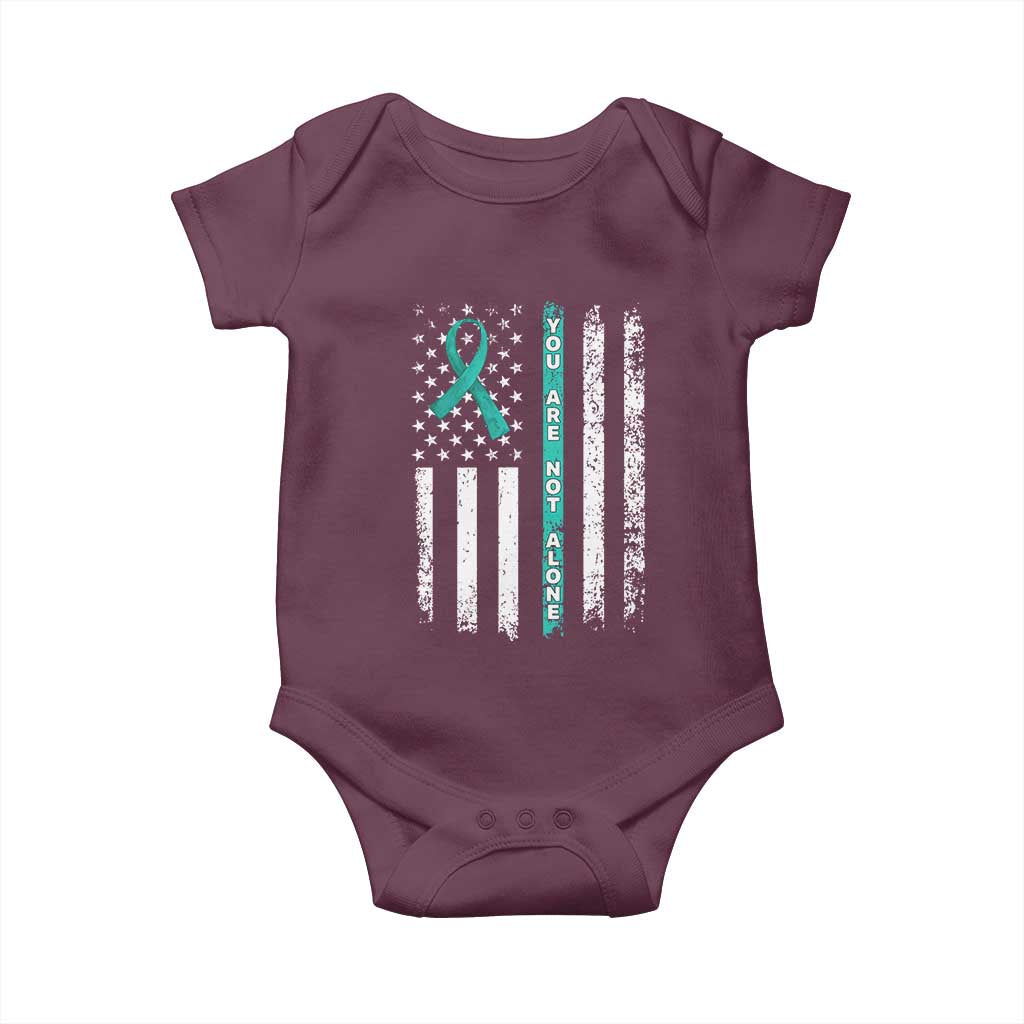 Sexual Assault Awareness Baby Onesie You Are Not Alone Ribbon Flag TS14 Maroon Print Your Wear