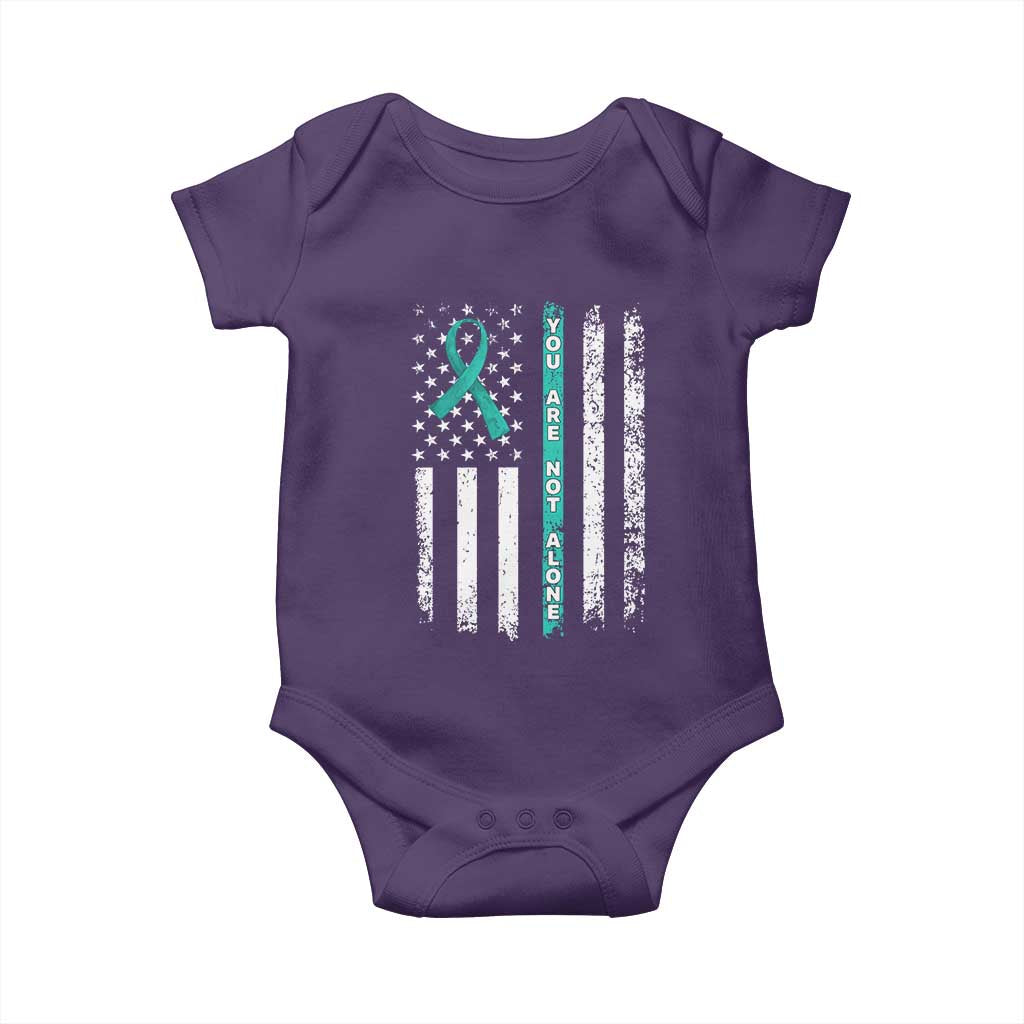 Sexual Assault Awareness Baby Onesie You Are Not Alone Ribbon Flag TS14 Purple Print Your Wear