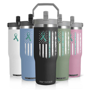 Sexual Assault Awareness Flip Straw Tumbler You Are Not Alone Ribbon Flag TS14 Print Your Wear