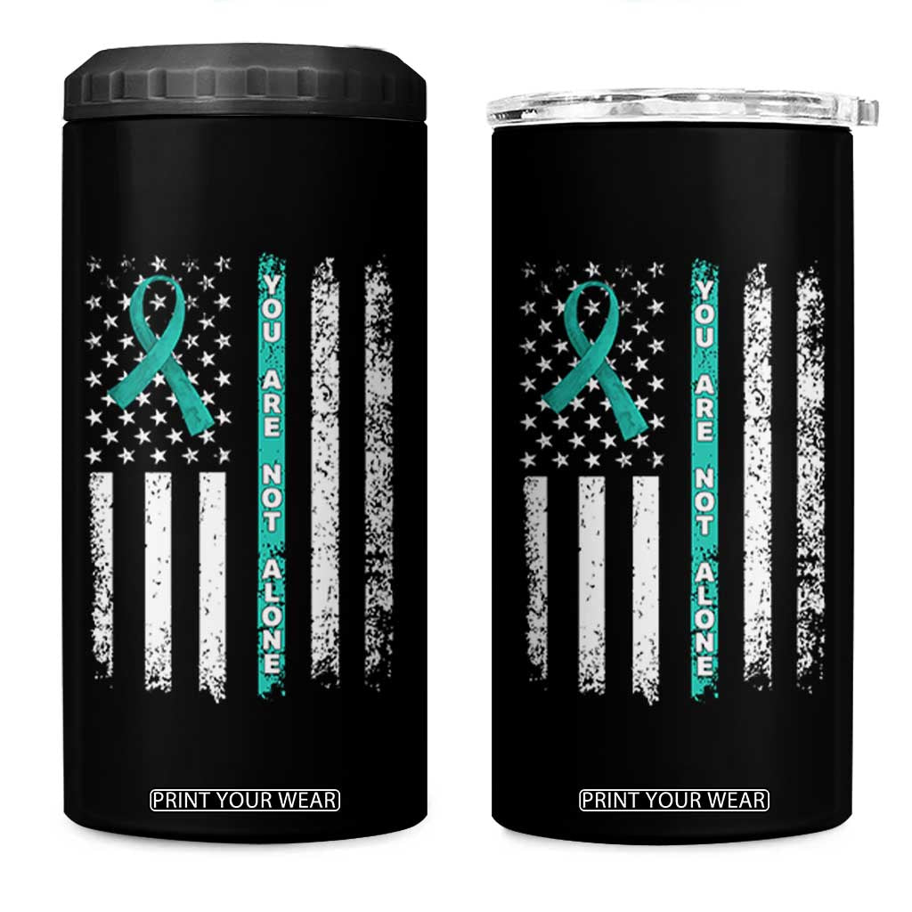 Sexual Assault Awareness 4 in 1 Can Cooler Tumbler You Are Not Alone Ribbon Flag TS14 One Size: 16 oz Black Print Your Wear