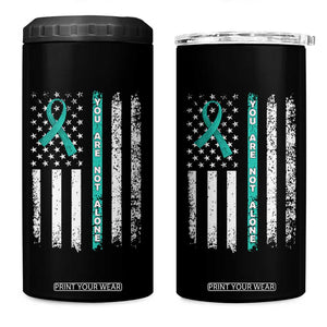 Sexual Assault Awareness 4 in 1 Can Cooler Tumbler You Are Not Alone Ribbon Flag TS14 One Size: 16 oz Black Print Your Wear