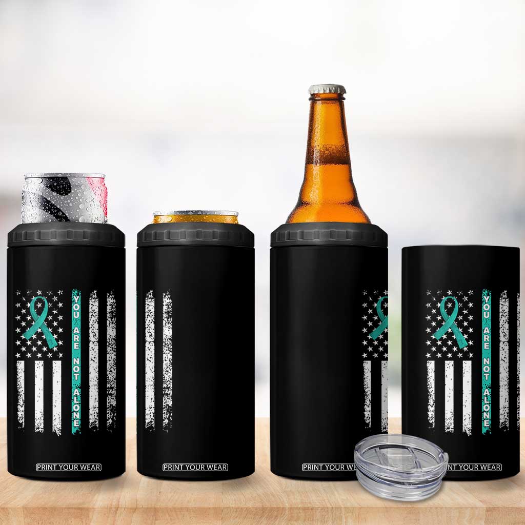 Sexual Assault Awareness 4 in 1 Can Cooler Tumbler You Are Not Alone Ribbon Flag TS14 Print Your Wear