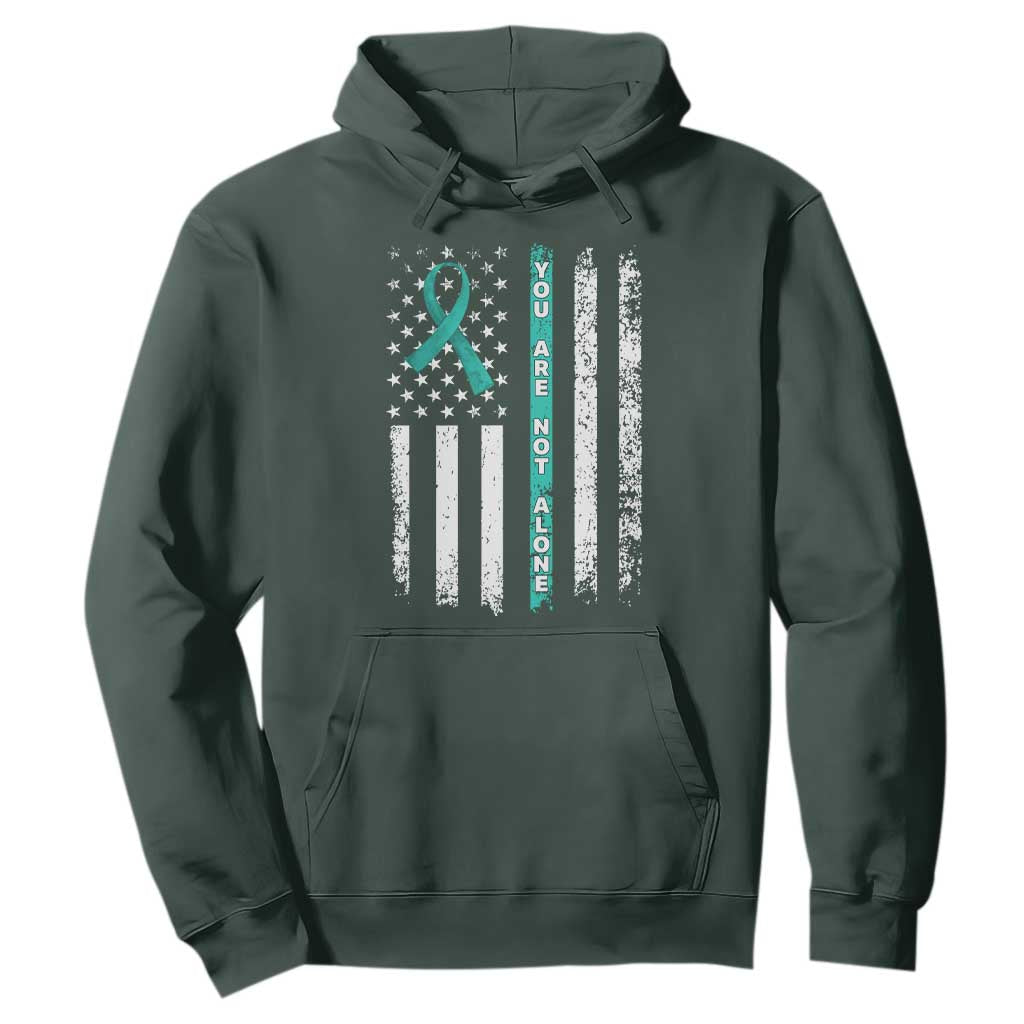 Sexual Assault Awareness Hoodie You Are Not Alone Ribbon Flag TS14 Dark Forest Green Print Your Wear