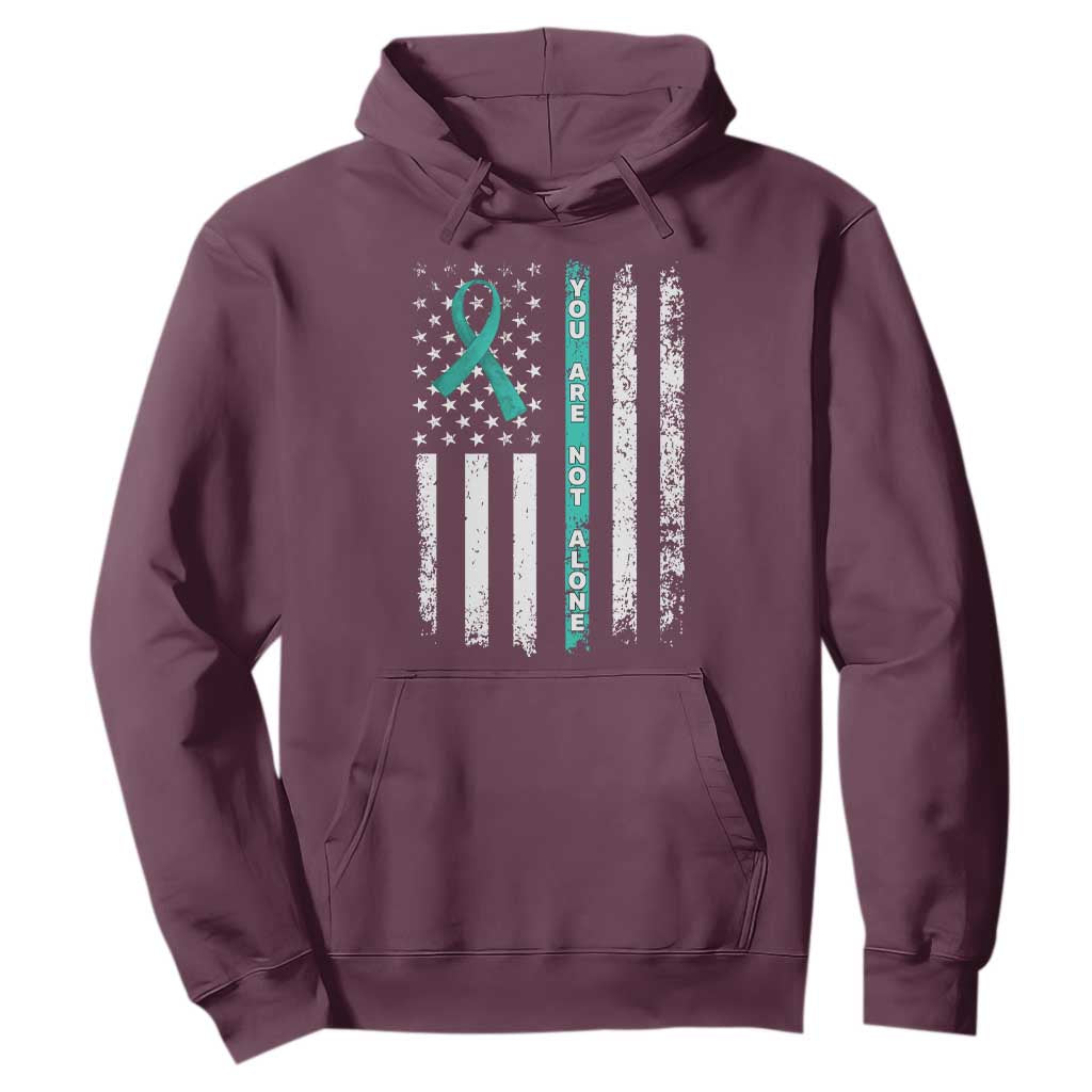 Sexual Assault Awareness Hoodie You Are Not Alone Ribbon Flag TS14 Maroon Print Your Wear