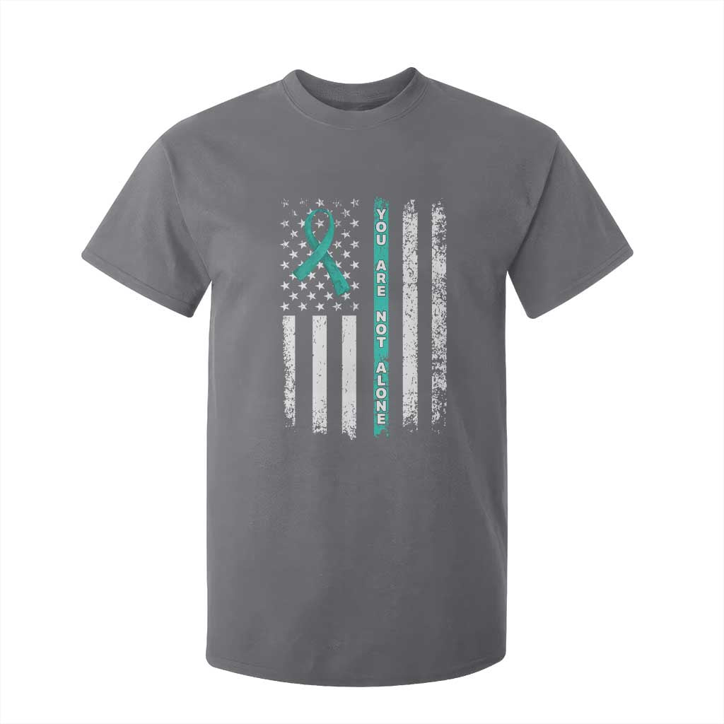 Sexual Assault Awareness T Shirt For Kid You Are Not Alone Ribbon Flag TS14 Charcoal Print Your Wear