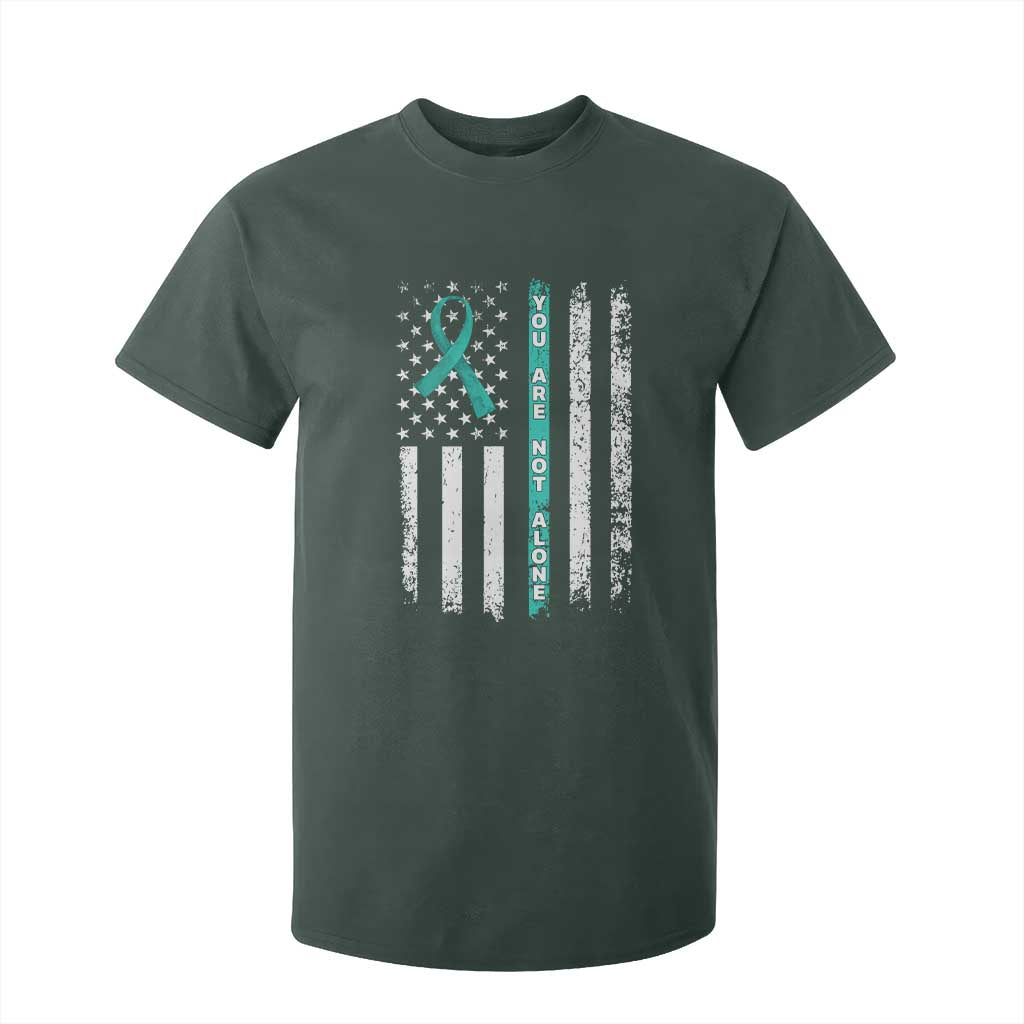 Sexual Assault Awareness T Shirt For Kid You Are Not Alone Ribbon Flag TS14 Dark Forest Green Print Your Wear