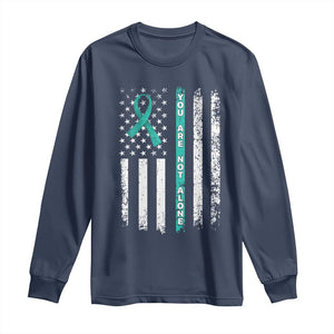 Sexual Assault Awareness Long Sleeve Shirt You Are Not Alone Ribbon Flag TS14 Navy Print Your Wear