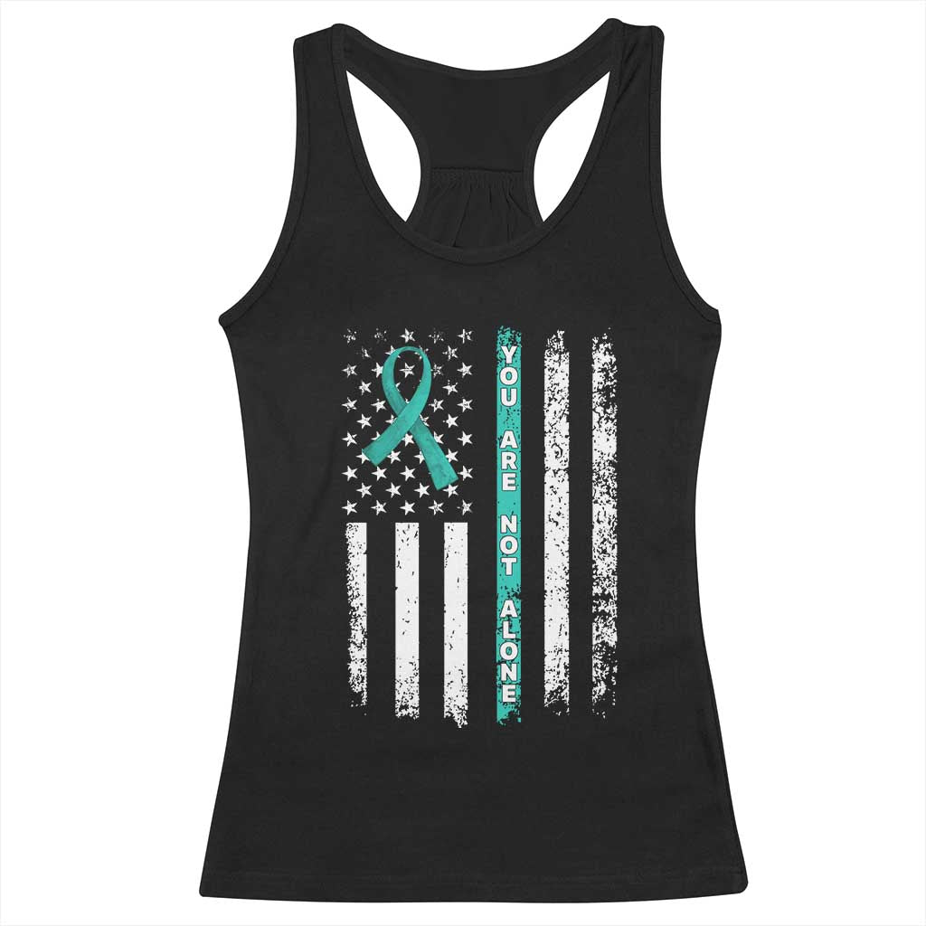 Sexual Assault Awareness Racerback Tank Top You Are Not Alone Ribbon Flag TS14 Black Print Your Wear