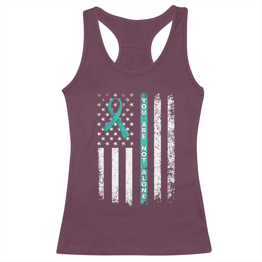 Sexual Assault Awareness Racerback Tank Top You Are Not Alone Ribbon Flag TS14 Maroon Print Your Wear