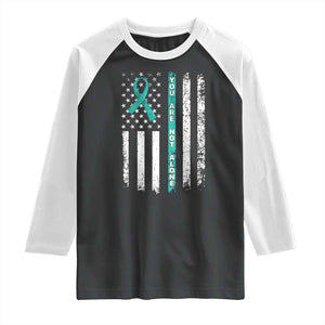 Sexual Assault Awareness Raglan Shirt You Are Not Alone Ribbon Flag TS14 Black White Print Your Wear
