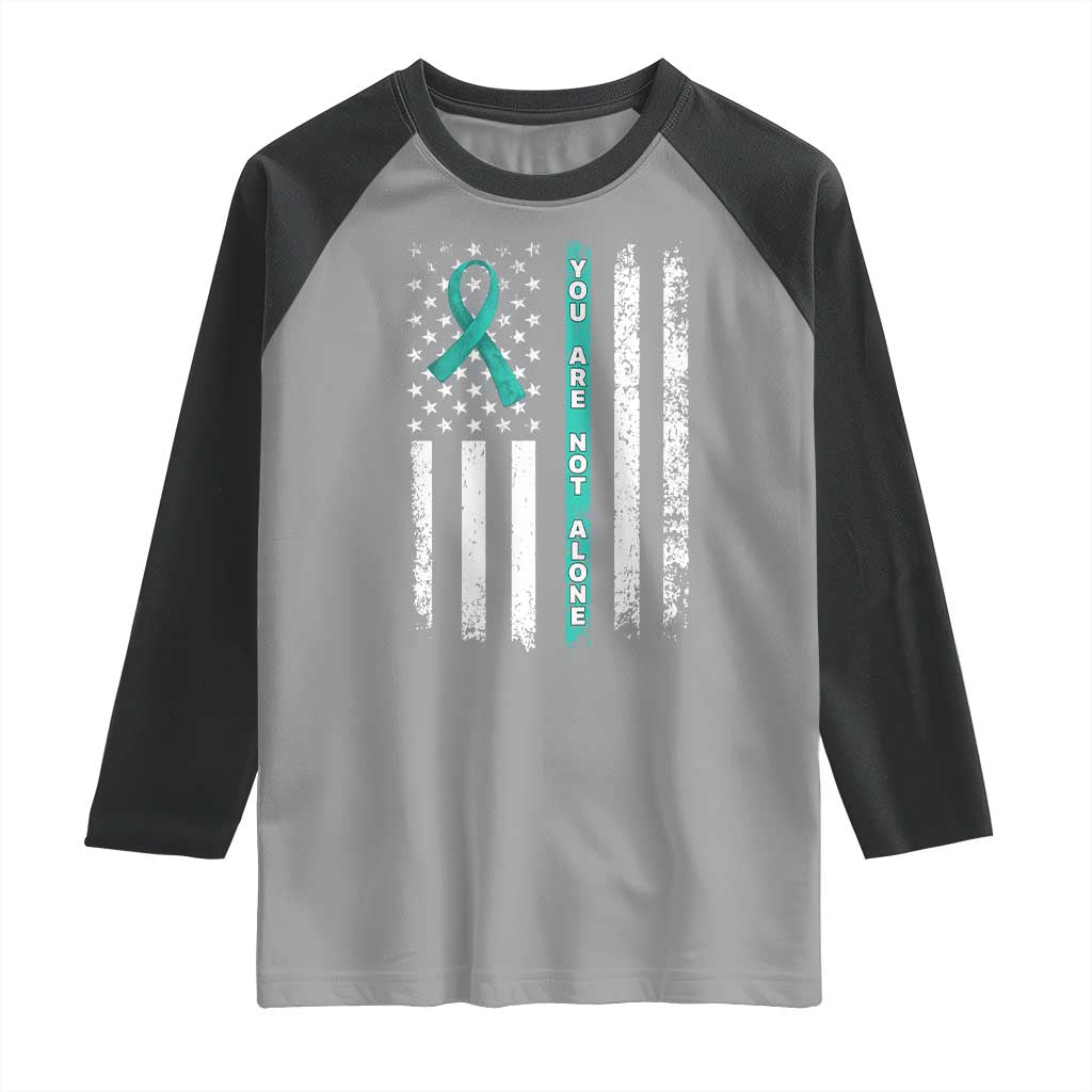 Sexual Assault Awareness Raglan Shirt You Are Not Alone Ribbon Flag TS14 Sport Gray Black Print Your Wear