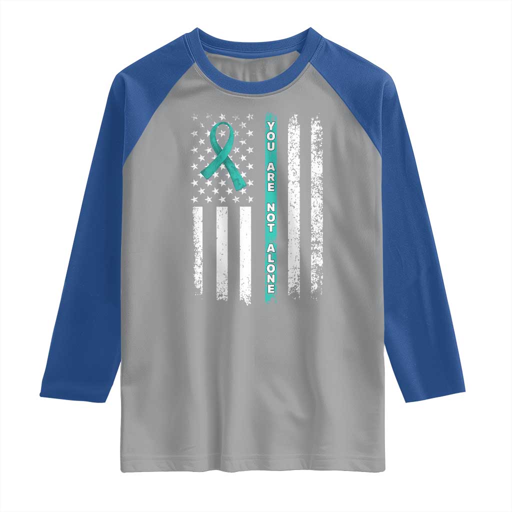 Sexual Assault Awareness Raglan Shirt You Are Not Alone Ribbon Flag TS14 Sport Gray Royal Print Your Wear