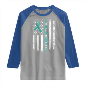 Sexual Assault Awareness Raglan Shirt You Are Not Alone Ribbon Flag TS14 Sport Gray Royal Print Your Wear
