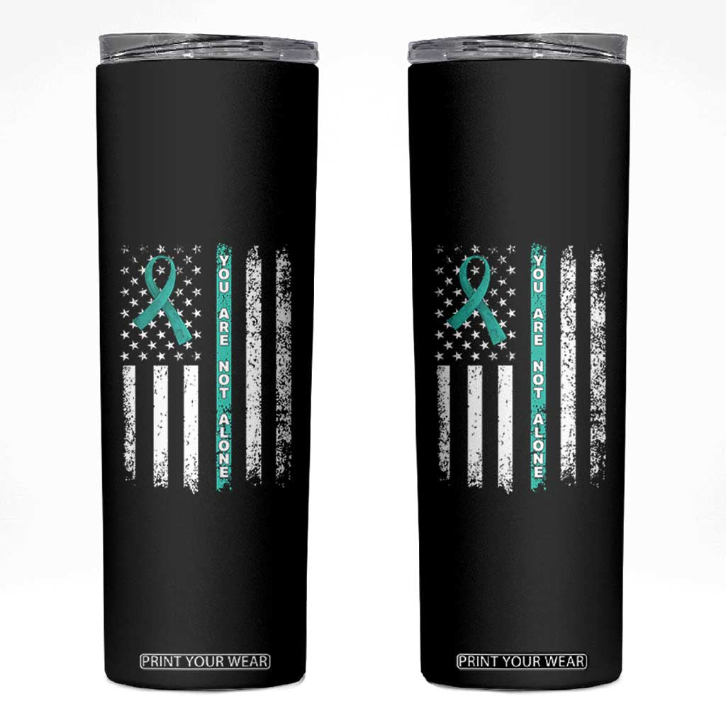Sexual Assault Awareness Skinny Tumbler You Are Not Alone Ribbon Flag TS14 Black Print Your Wear