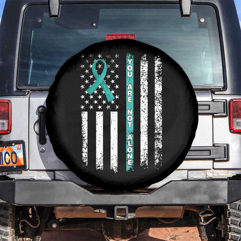 Sexual Assault Awareness Spare Tire Cover You Are Not Alone Ribbon Flag TS14 No hole Black Print Your Wear