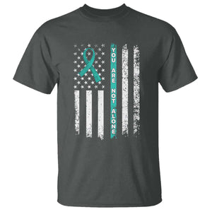 Sexual Assault Awareness T Shirt You Are Not Alone Ribbon Flag TS14 Dark Heather Print Your Wear