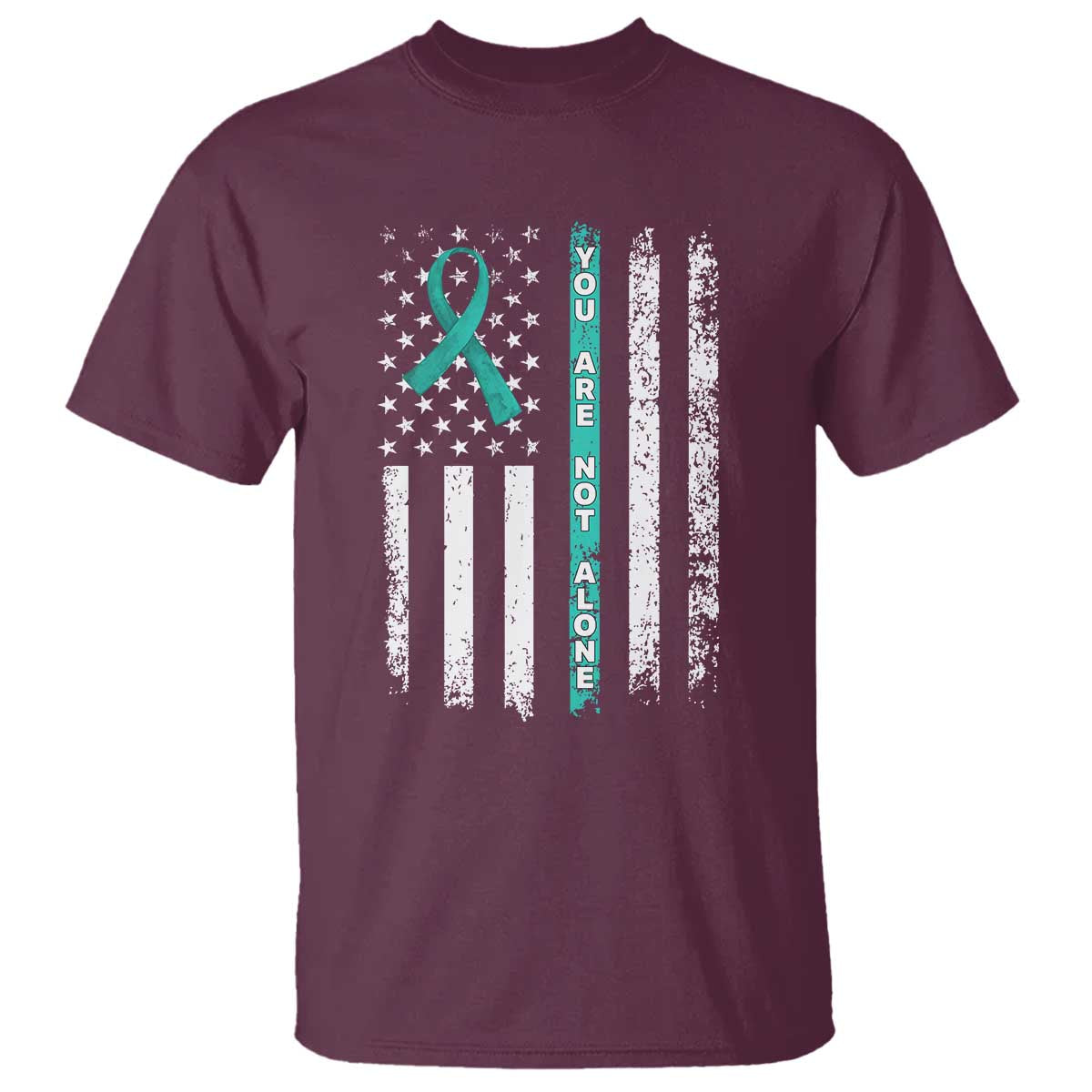 Sexual Assault Awareness T Shirt You Are Not Alone Ribbon Flag TS14 Maroon Print Your Wear