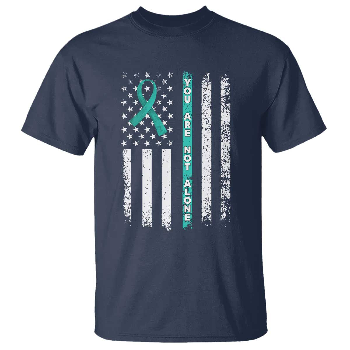 Sexual Assault Awareness T Shirt You Are Not Alone Ribbon Flag TS14 Navy Print Your Wear