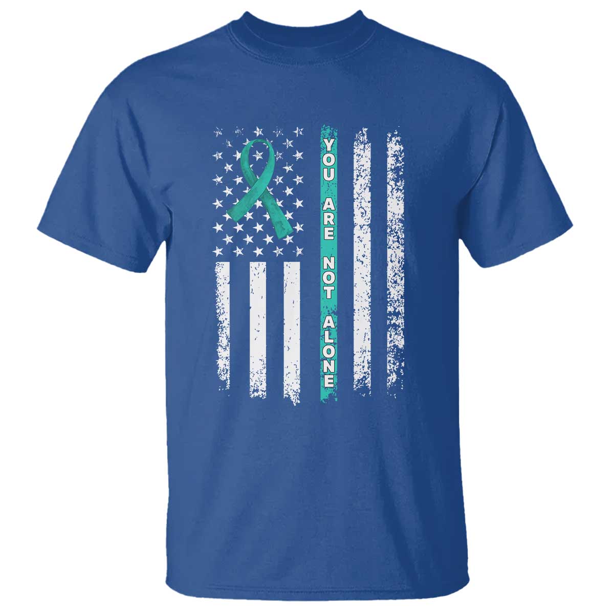 Sexual Assault Awareness T Shirt You Are Not Alone Ribbon Flag TS14 Royal Blue Print Your Wear