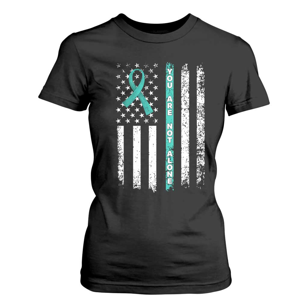 Sexual Assault Awareness T Shirt For Women You Are Not Alone Ribbon Flag TS14 Black Print Your Wear