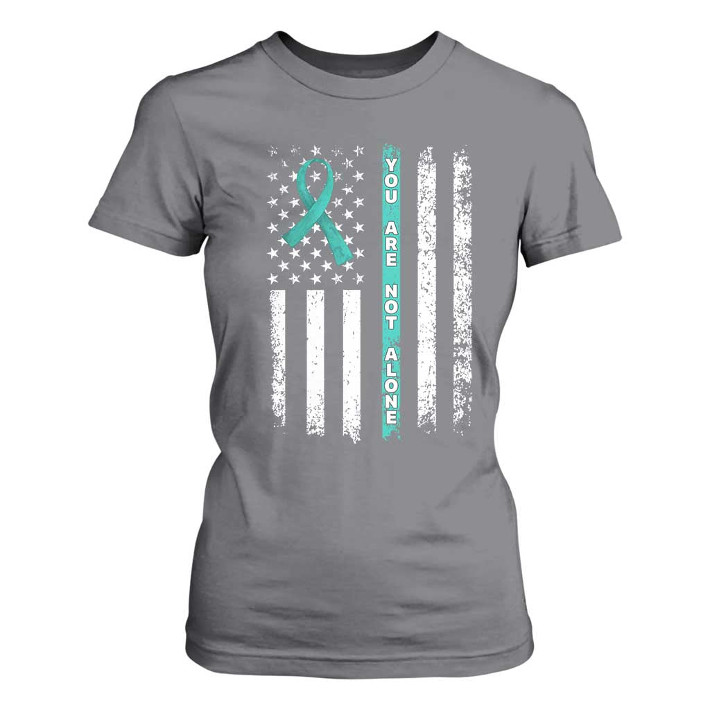 Sexual Assault Awareness T Shirt For Women You Are Not Alone Ribbon Flag TS14 Charcoal Print Your Wear