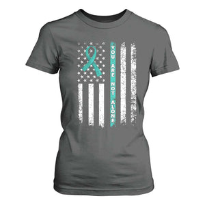 Sexual Assault Awareness T Shirt For Women You Are Not Alone Ribbon Flag TS14 Dark Heather Print Your Wear