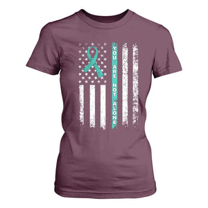 Sexual Assault Awareness T Shirt For Women You Are Not Alone Ribbon Flag TS14 Maroon Print Your Wear