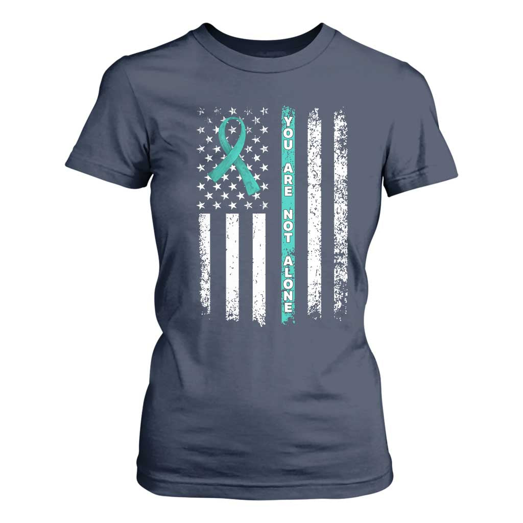 Sexual Assault Awareness T Shirt For Women You Are Not Alone Ribbon Flag TS14 Navy Print Your Wear