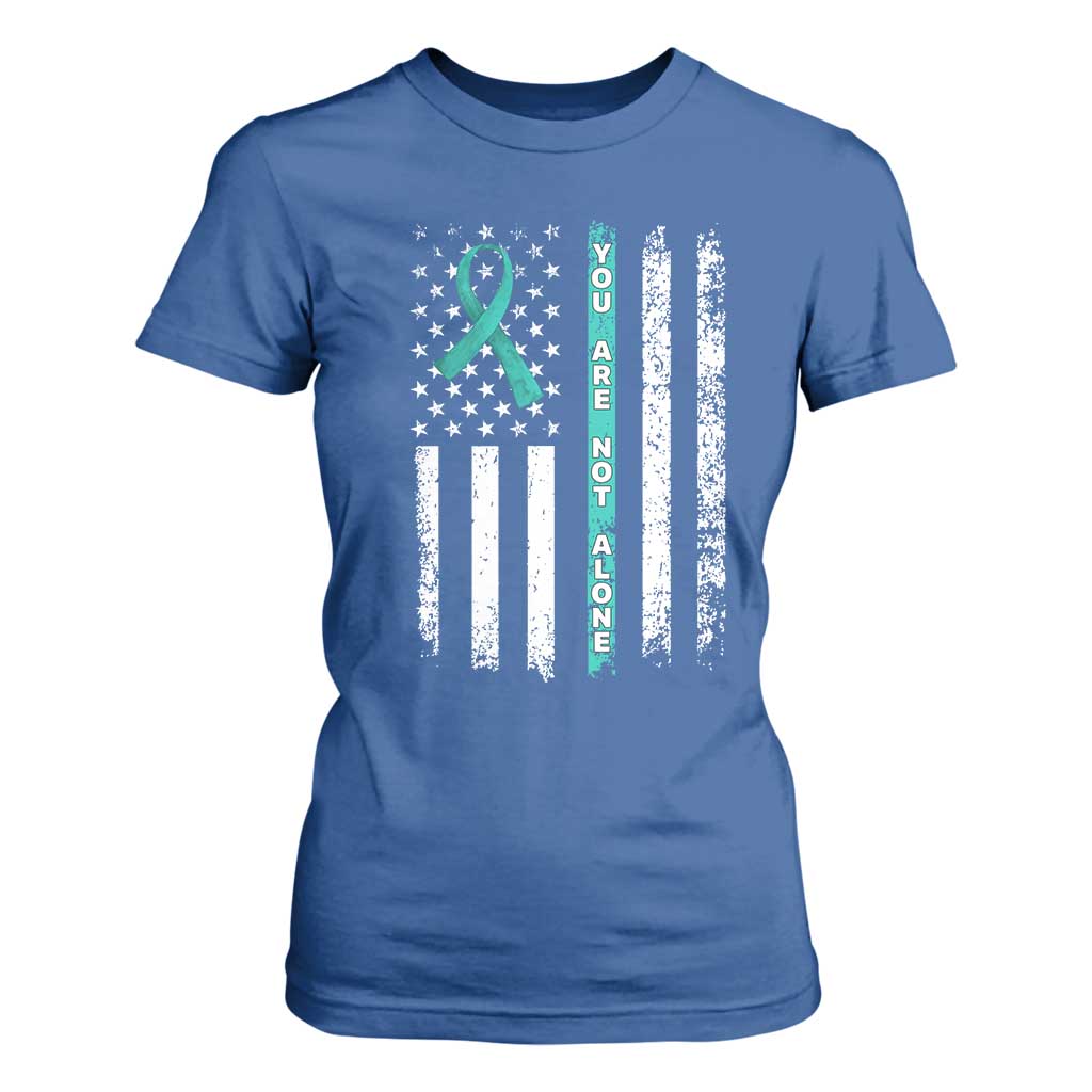 Sexual Assault Awareness T Shirt For Women You Are Not Alone Ribbon Flag TS14 Royal Blue Print Your Wear