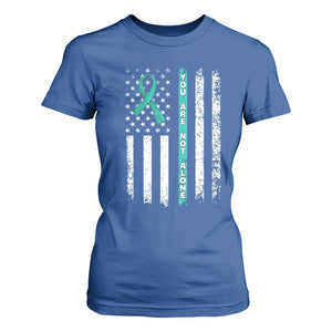 Sexual Assault Awareness T Shirt For Women You Are Not Alone Ribbon Flag TS14 Royal Blue Print Your Wear