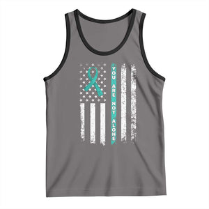 Sexual Assault Awareness Tank Top You Are Not Alone Ribbon Flag TS14 Deep Heather Black Print Your Wear