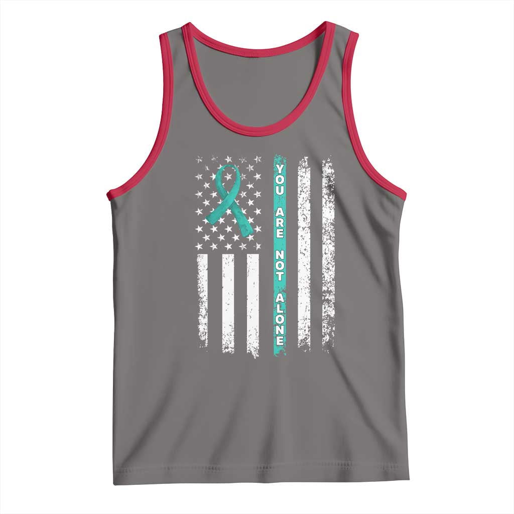 Sexual Assault Awareness Tank Top You Are Not Alone Ribbon Flag TS14 Deep Heather Red Print Your Wear