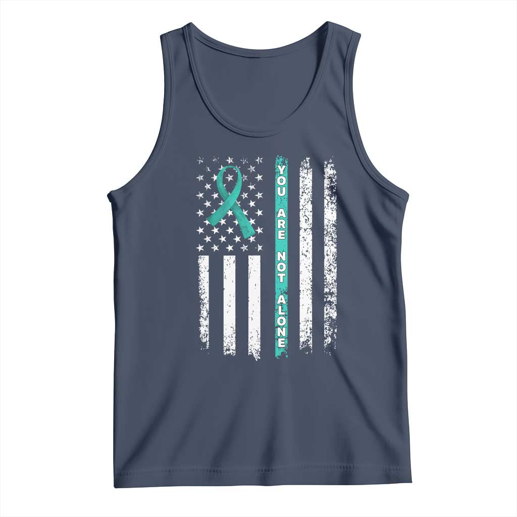 Sexual Assault Awareness Tank Top You Are Not Alone Ribbon Flag TS14 Navy Print Your Wear
