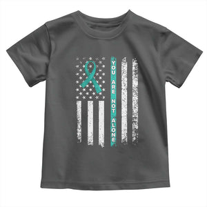 Sexual Assault Awareness Toddler T Shirt You Are Not Alone Ribbon Flag TS14 Dark Heather Print Your Wear